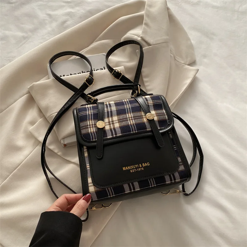 حقيبة طالب عصرية بألوان متباينة كلاسيكية، حقيبة ظهر كاجوال عصرية جديدة، حقائب نسائية أنيقة ذات ملمس متقلب