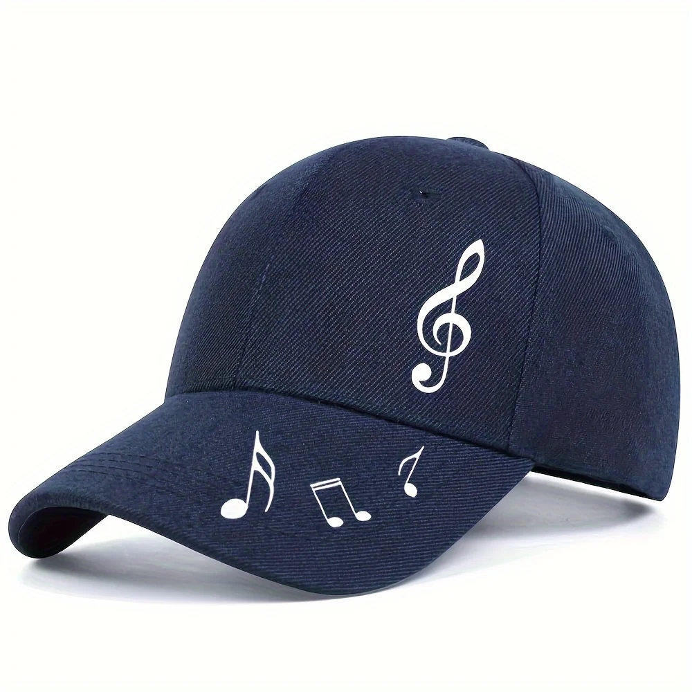 Boné de beisebol ajustável de 1 unidade com bordado de notas musicais – poliéster leve e respirável, chapéu de proteção solar em várias cores