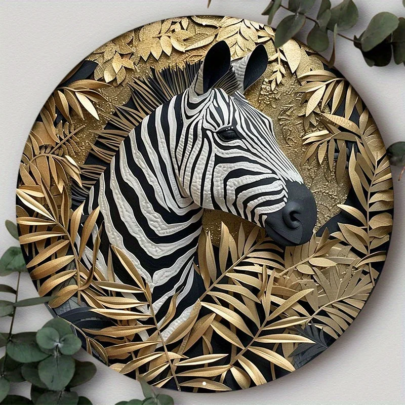 

Round Aluminum Metal Sign, 2D Flat Animal Pattern Wreath Sign for Door Decor, Home Decor, Room Decor, Wall Art Decor