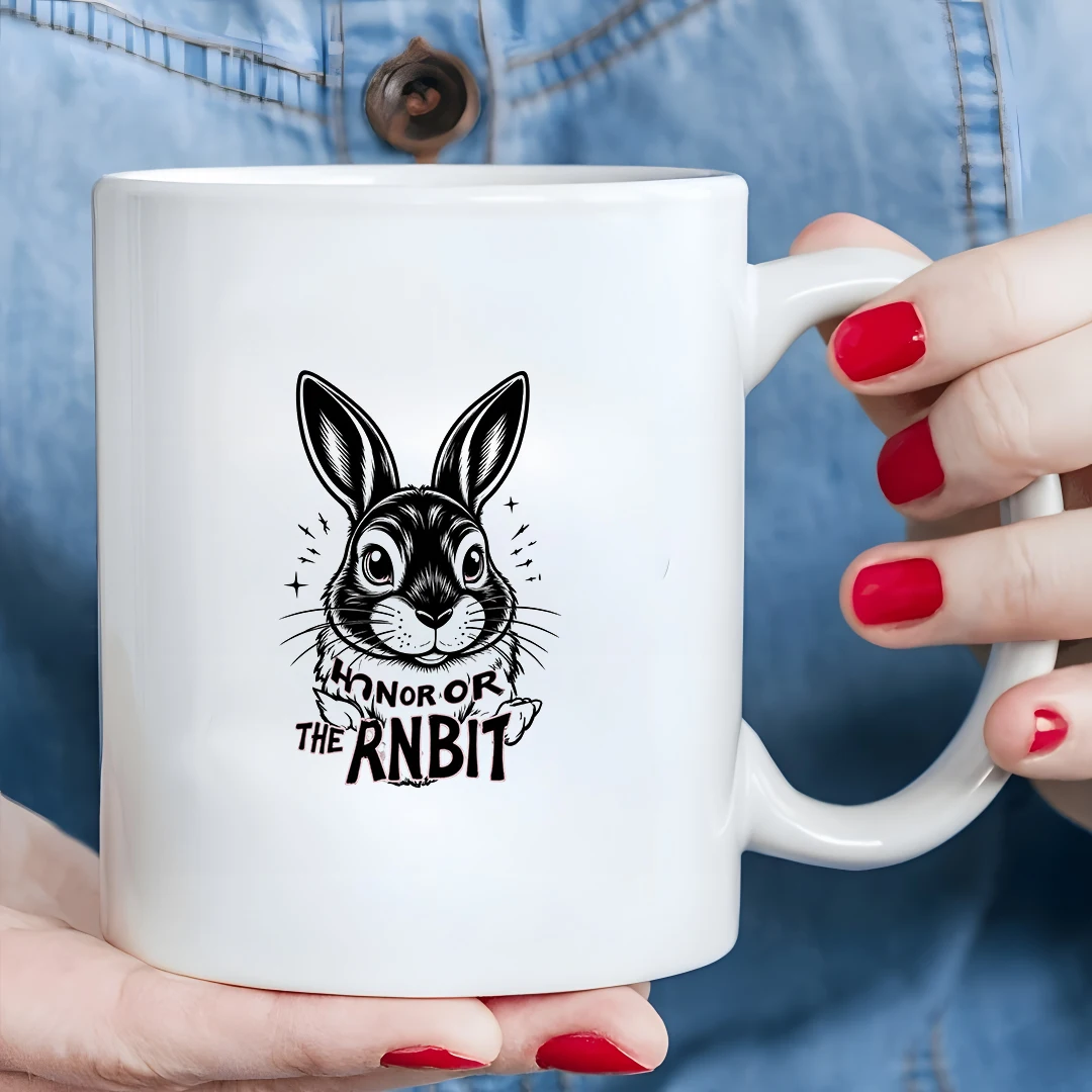 

11oz Rabbit cartoon mug Family Home Kids Cold & Hot Beverage Cup Christmas Gift Trendy Office Cup