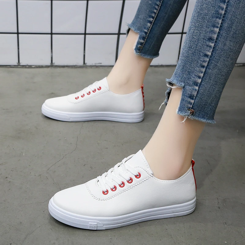 Shoes Women 2024 New Casual Breathable Sneakers Women White Lace-up Women\'s Vulcanize Shoes Summer Flat Bottom sports shoes