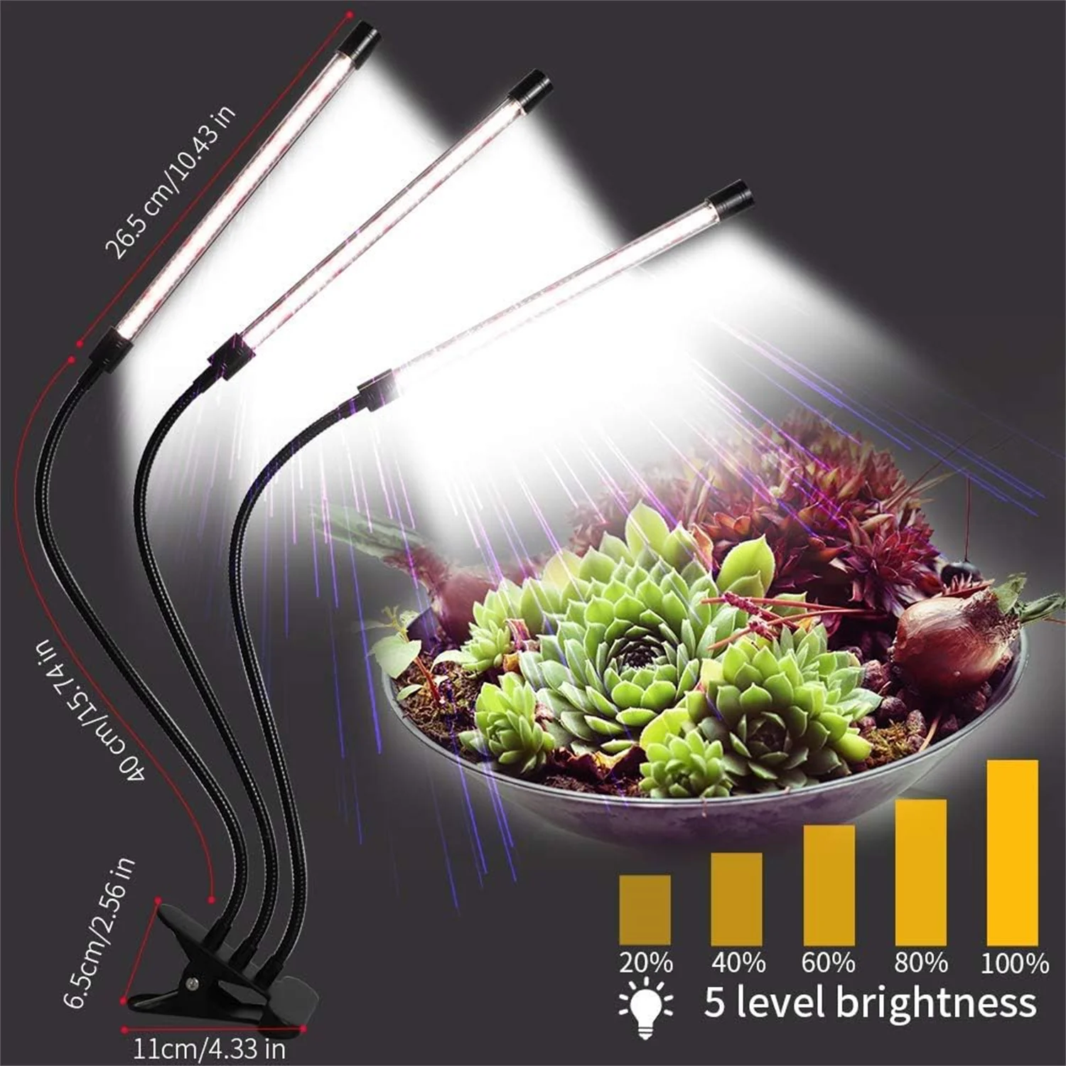 LED Plant Growth Lamp Three-Head Indoor Plant Growth Lamp Full Spectrum Plant Growth Lamp With Clip Seed Automatic Switch Timing