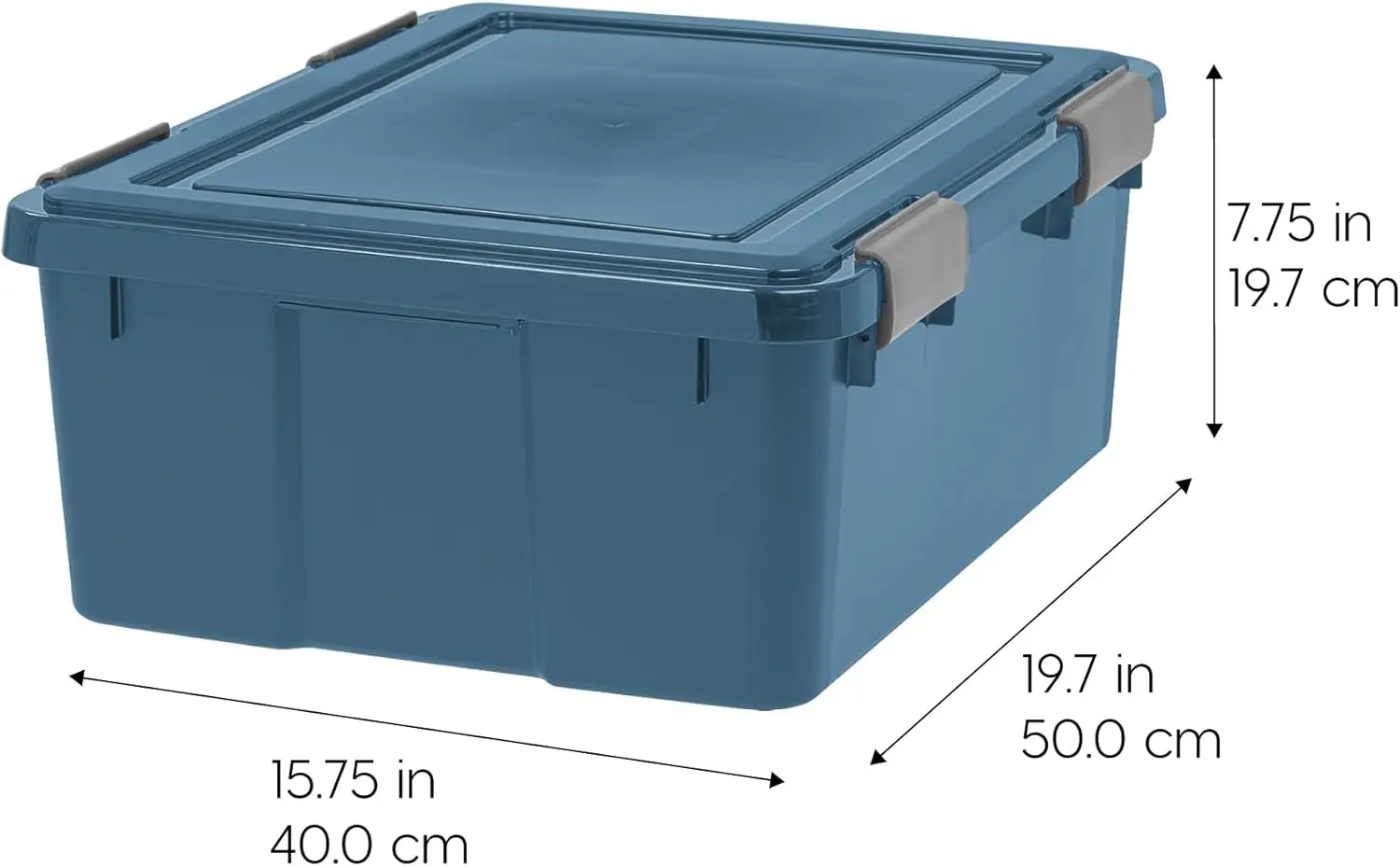 31 quart environmental protection storage box with lid, 4-piece, with tight lock and seal, stackable navy blue.