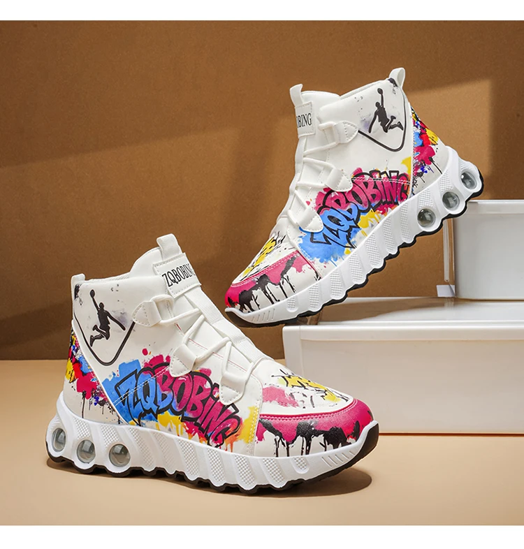 Frühling und Herbst Neuer Stil Farbblockierende Trendige Laufschuhe, Übergrößen Herrenschuhe, High-Top Dicksohlige Freizeitschuhe, Vielseitige Sportschuhe – Detail 26