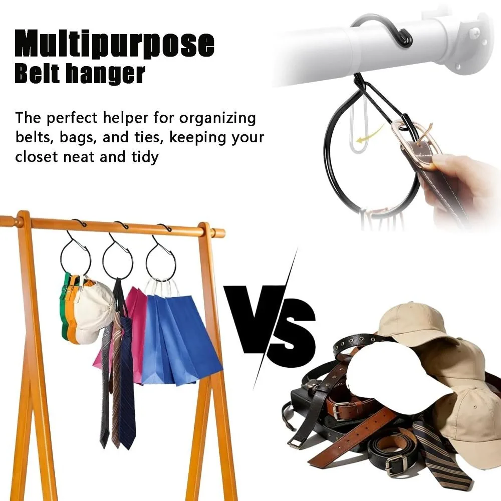 Space Saving Heavy Duty Belt Hanger Rust-Proof Belt Hanger Belt Hook S Shaped Hook Metal Belt Organizer Wardrobe