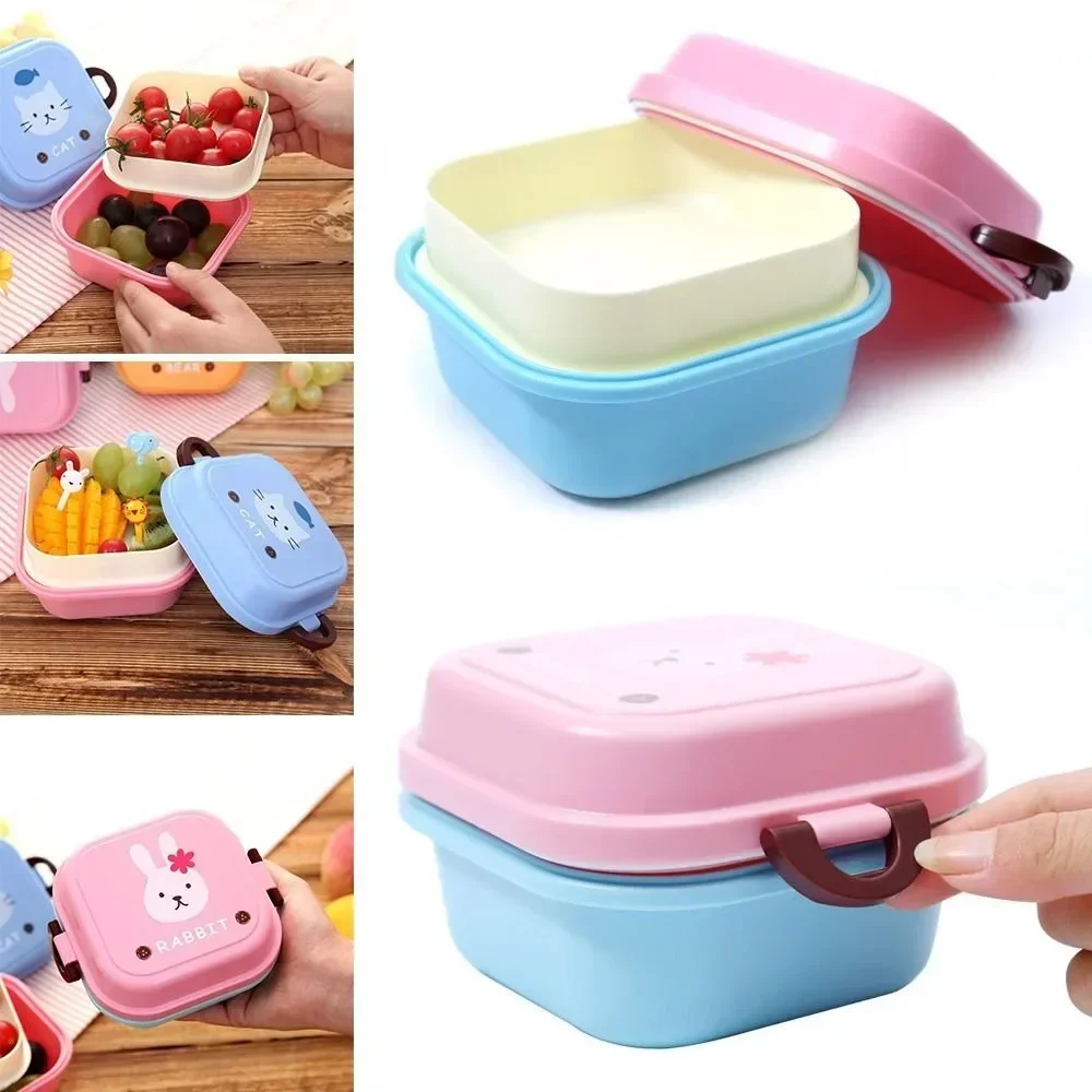 

Cartoon Healthy Plastic Lunch Box 2 Layer Microwave Oven Lunch Bento Boxes Food Fruit Container Dinnerware Kid Childen Lunchbox
