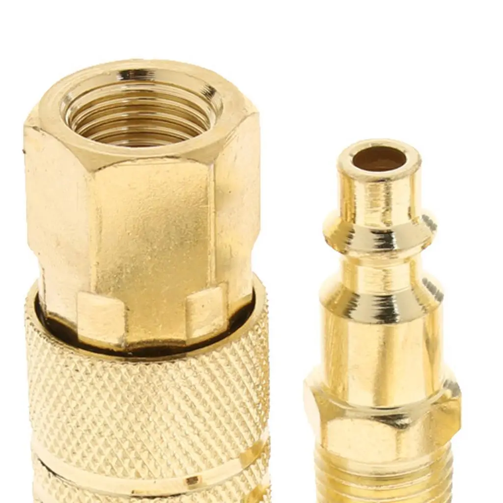 1/4 Inch NPT Brass Air Hose Quick Coupler Set Easy Install Male Female Plug for Industrial Tools