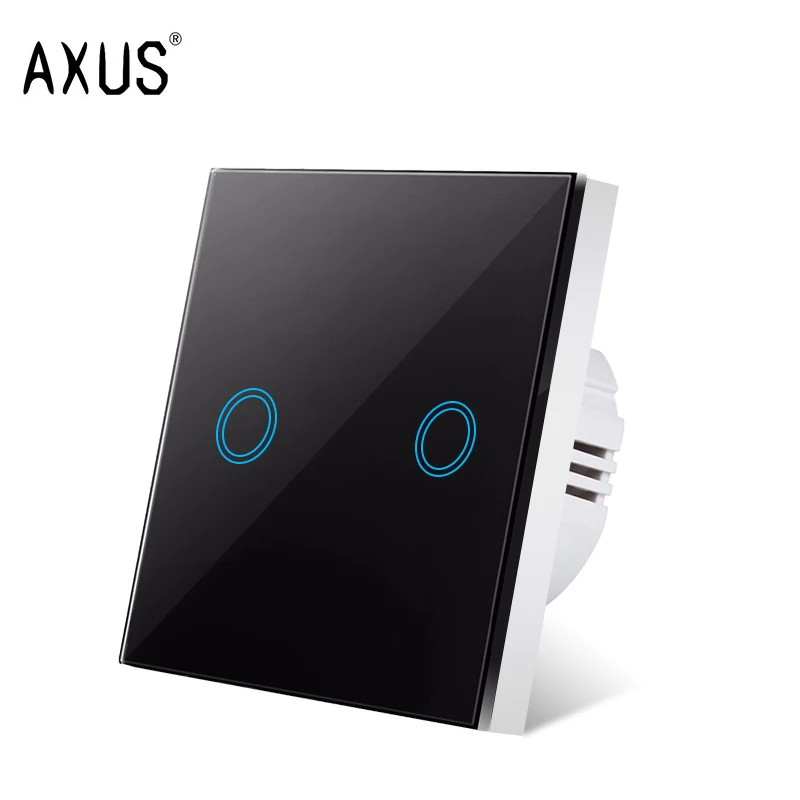 Axus EU Touch Switch AC100-240V LED Tempered Glass Wall Light Sensor Switch 1/2/3 Gang 4