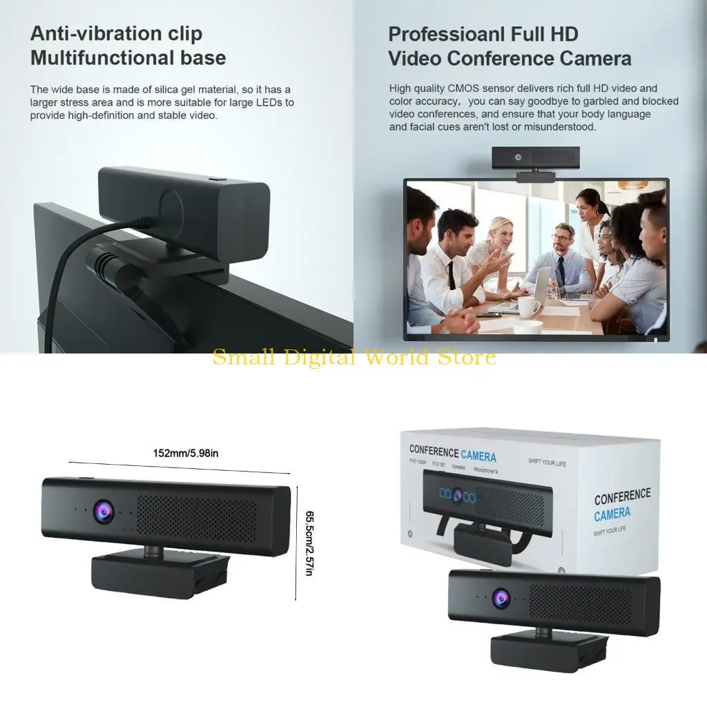 77UB 1080p 3-in-1 Speaker Camera Built-in Microphone Privacy Cover Full High Definition Webcame for Mute Button Privacy Cover