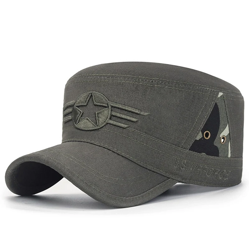 USA Embroidered Visors Cap American Fashion Military Flat Hats Breathable Cotton Marines Corps Caps Men Casual Casquette Outdoor