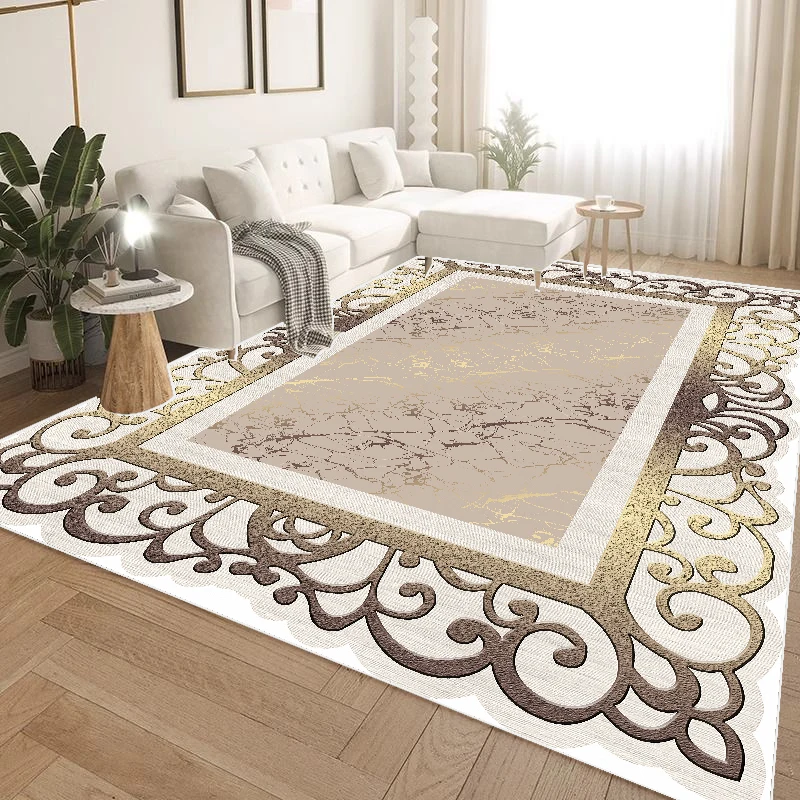 

Luxury Golden Carpet Living Room Large Area Rug Home Decoration Non-slip Rugs for Bedroom Washable Sofa Table Lounge Floor Mat