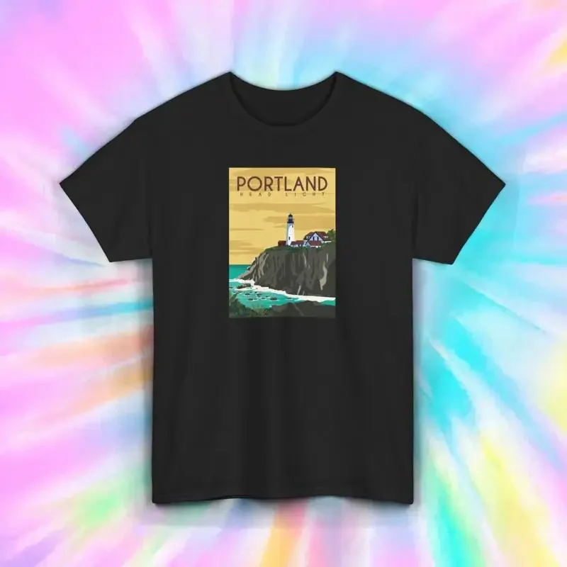 Portland Head Light Maine Vintage Travel Souvenir T Shirt S 5XL