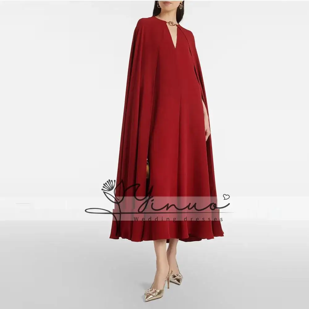 customized Women's Evening Gown A Line Tea Length Formal Wedding Party Dress O Neck Saudi Dress Sleeveless Prom Dress