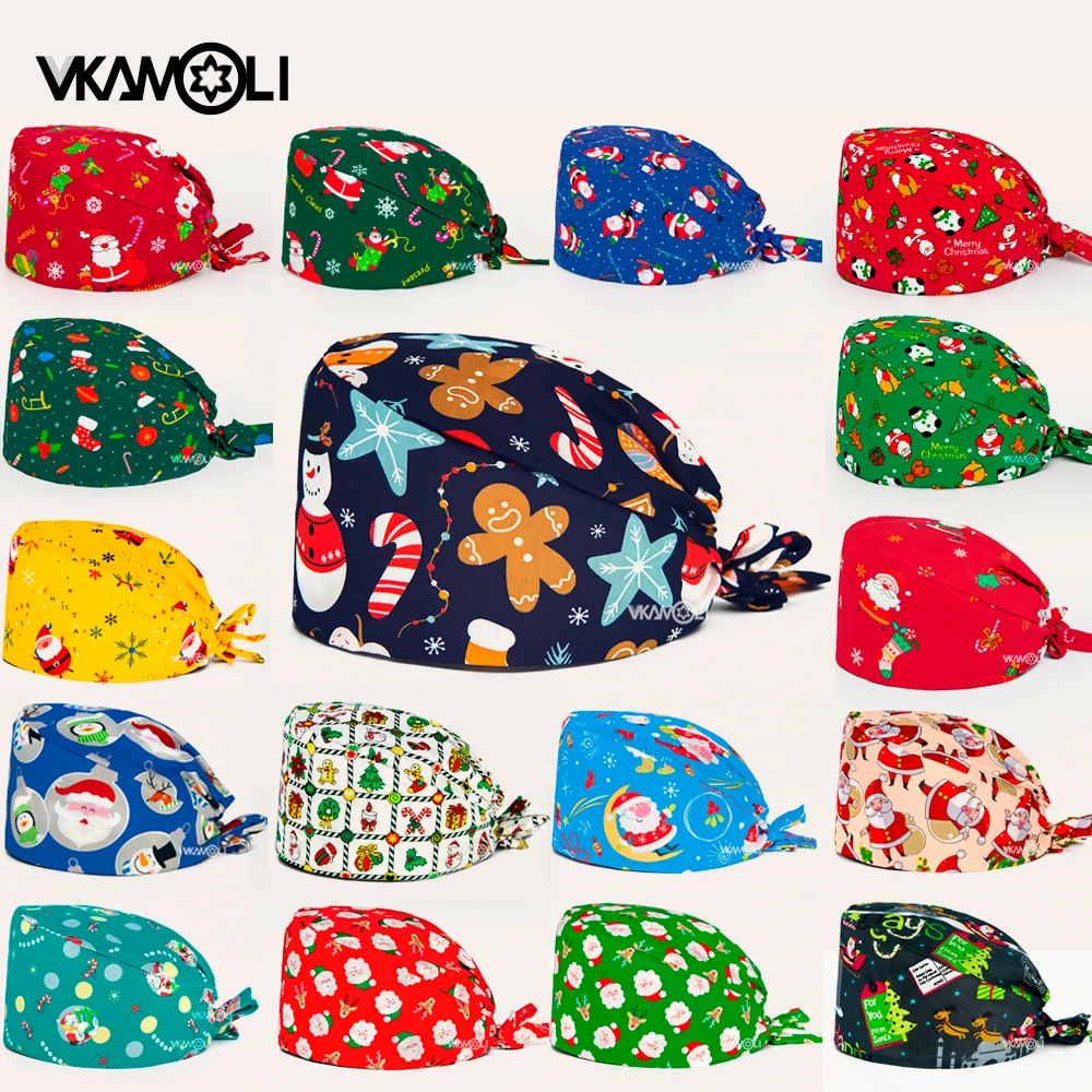 wholesale Cartoon scrub cap Christmas Gift For Doctor nurse 2023 New Year Supplies medical accessories Health service work Caps