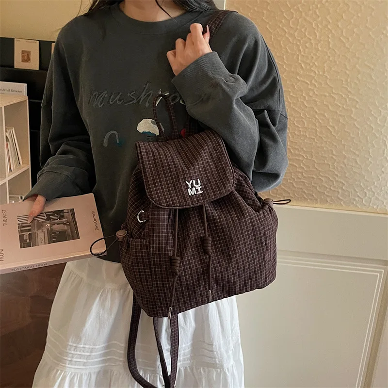 

Милый рюкзак в клетку, большой вместительный повседневный детский рюкзак для мальчиков, легкая нейлоновая дорожная сумка, школьная сумка, дизайнерские сумки Sac