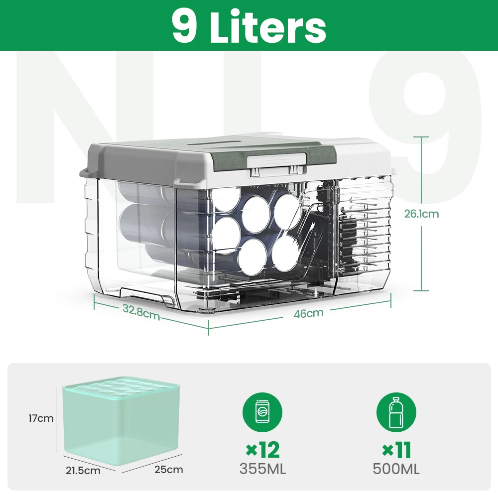 Alpicool NL9 9L Draagbare Koelkast 12V/24V Kleine Autokoelkast 100V~240V AC Elektrische Koeler Plug in Mini Diepvriezer voor Camping