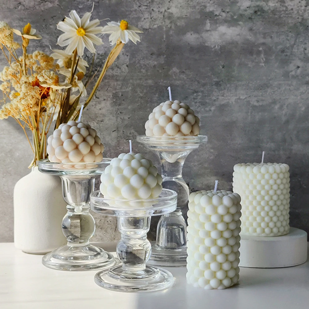 1Pc Handmade Bubble Soy Wax Candle - Nordic Geometric Ball Scented Candle, Home Decor Ambience Craft Gift