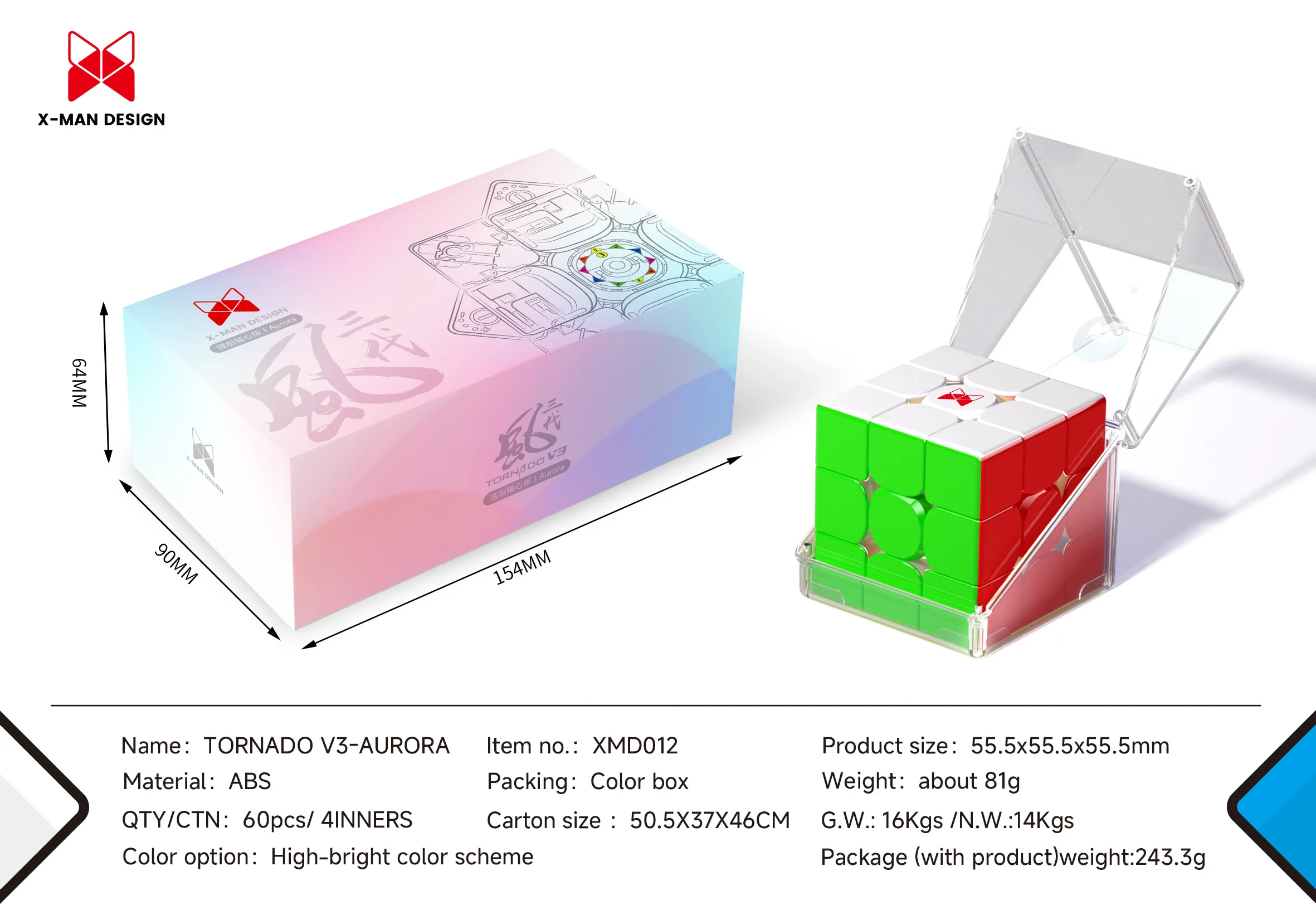 

QiYi TORNADO V3-AURORA 3x3x3 Cube Limited Edition Magnetic Cube Funny Speed Professional Puzzle Toys Children Gift Cubo Magico