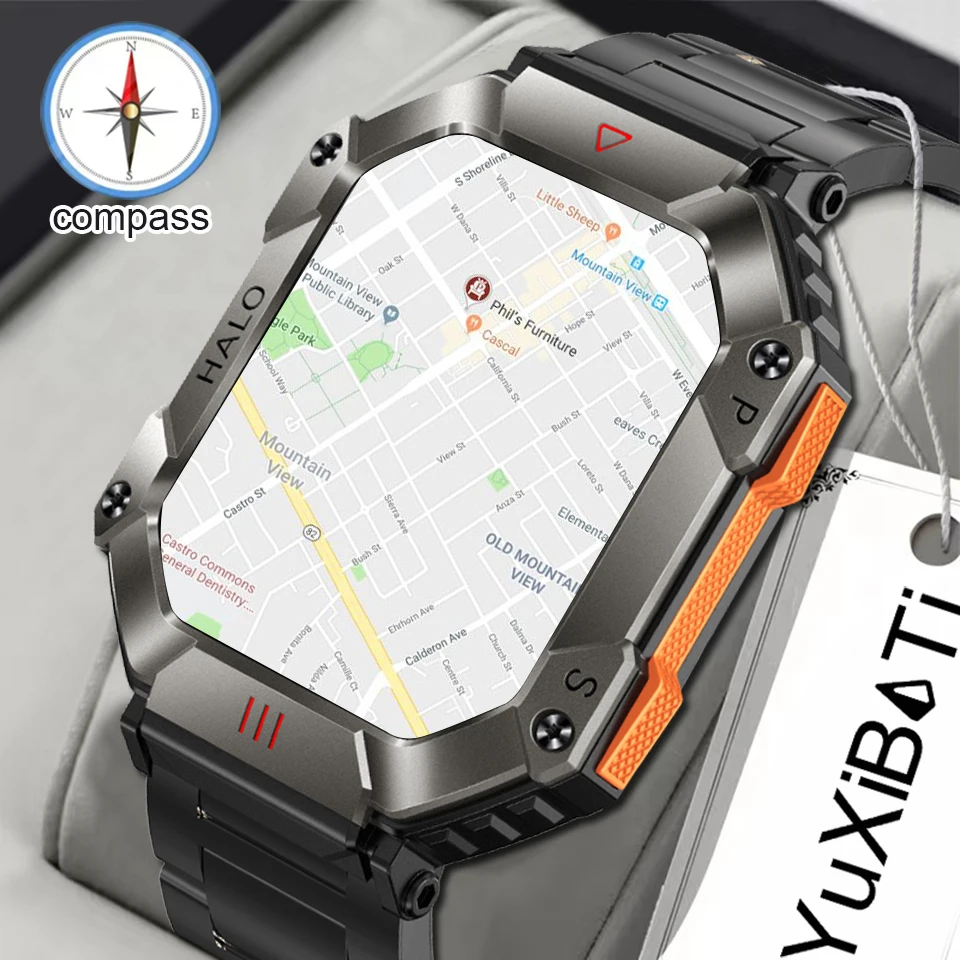 2024 New Military Outdoor Men's Smart Watch Compass GPS  Track Weather AI Voice 120+Sports Modes 620mAh SmartWatches Men Women