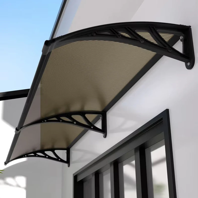 Window Door Awning Canopy with Large Gutter Aluminum Alloy Bracket Protection Rain Shelter for Patio Balcony and Window