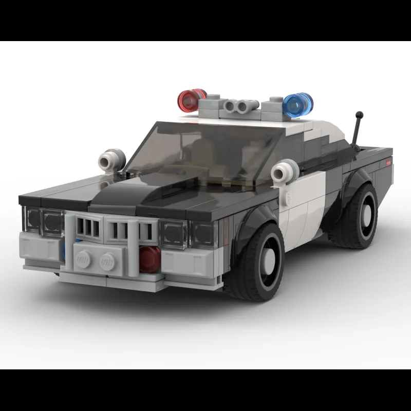 

Moc American Retro Police Car Building Blocks Road Interceptor Car Black White Car Assembly Toys Ornaments Kids Holiday Gifts