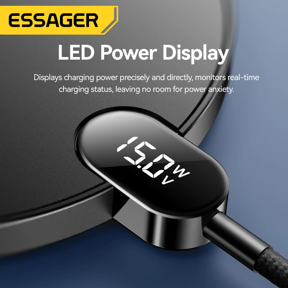 Essager-Chargeur sans fil à affichage numérique LED, chargeur rapide, 15W, iPhone 16, 15, 14 Pro Max, Samsung 23, Xiaomi, Huawei