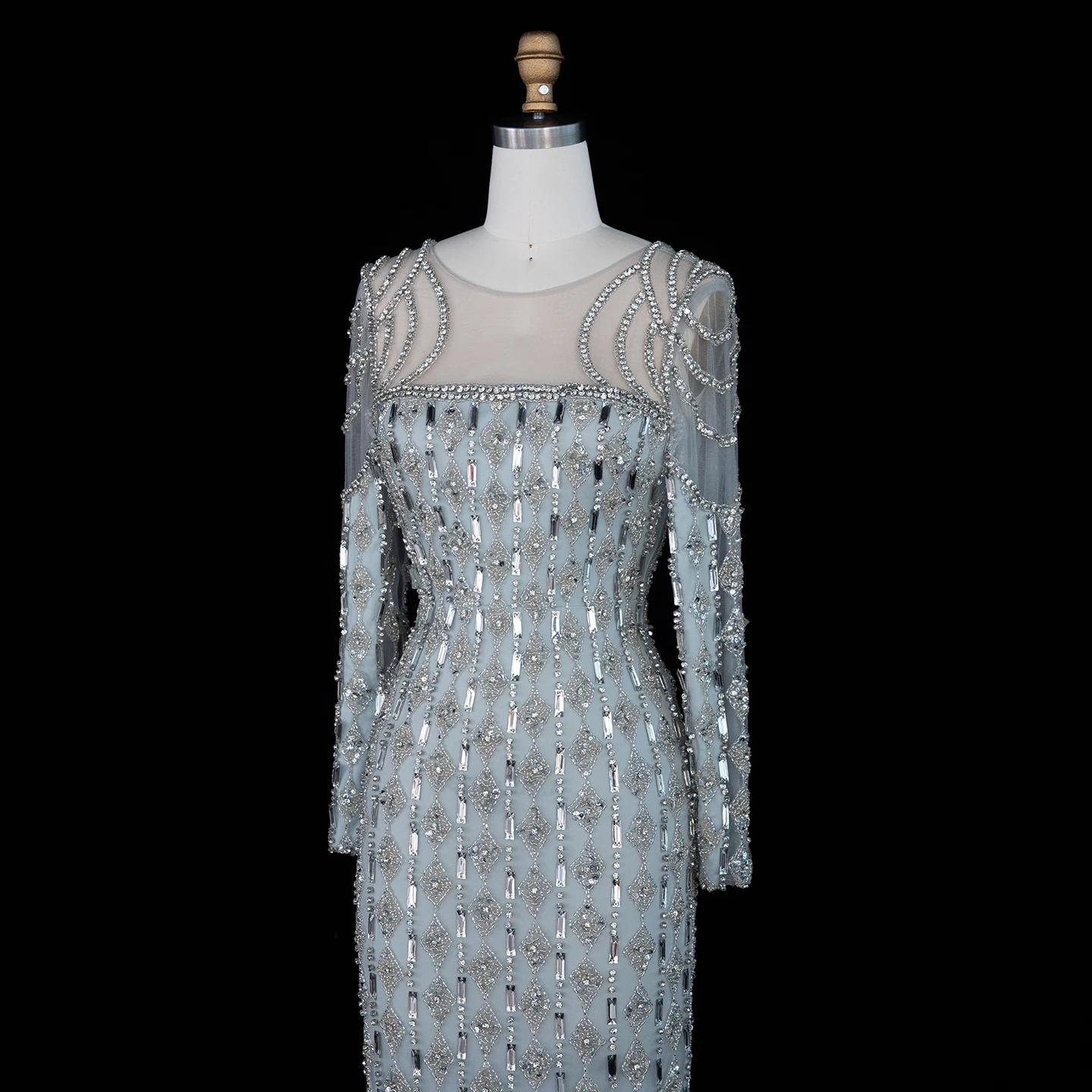 Sharon Said Luxuriöses Salbeigrünes Abendkleid Dubai Muslimisches Meerjungfrauenkleid mit Langen Ärmeln Islamisches Hochzeits-Party-Ballkleid SS398 Maßanfertigung – Detail 9
