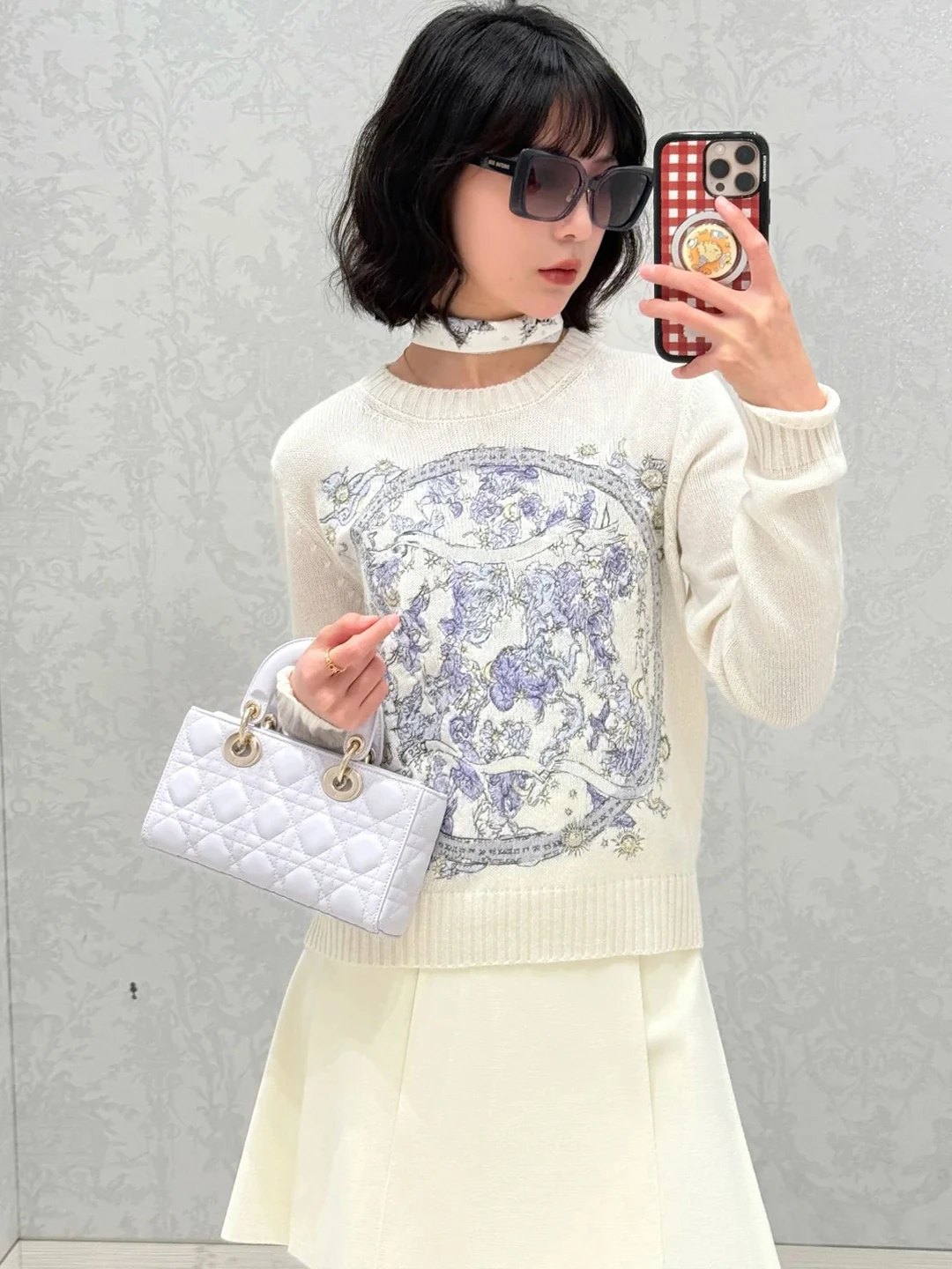 

Women's Heavy Embroidered Jungle Print Round Neck Long Sleeve Knitwear, Early Autumn Youthful and Versatile Pullover Sweater