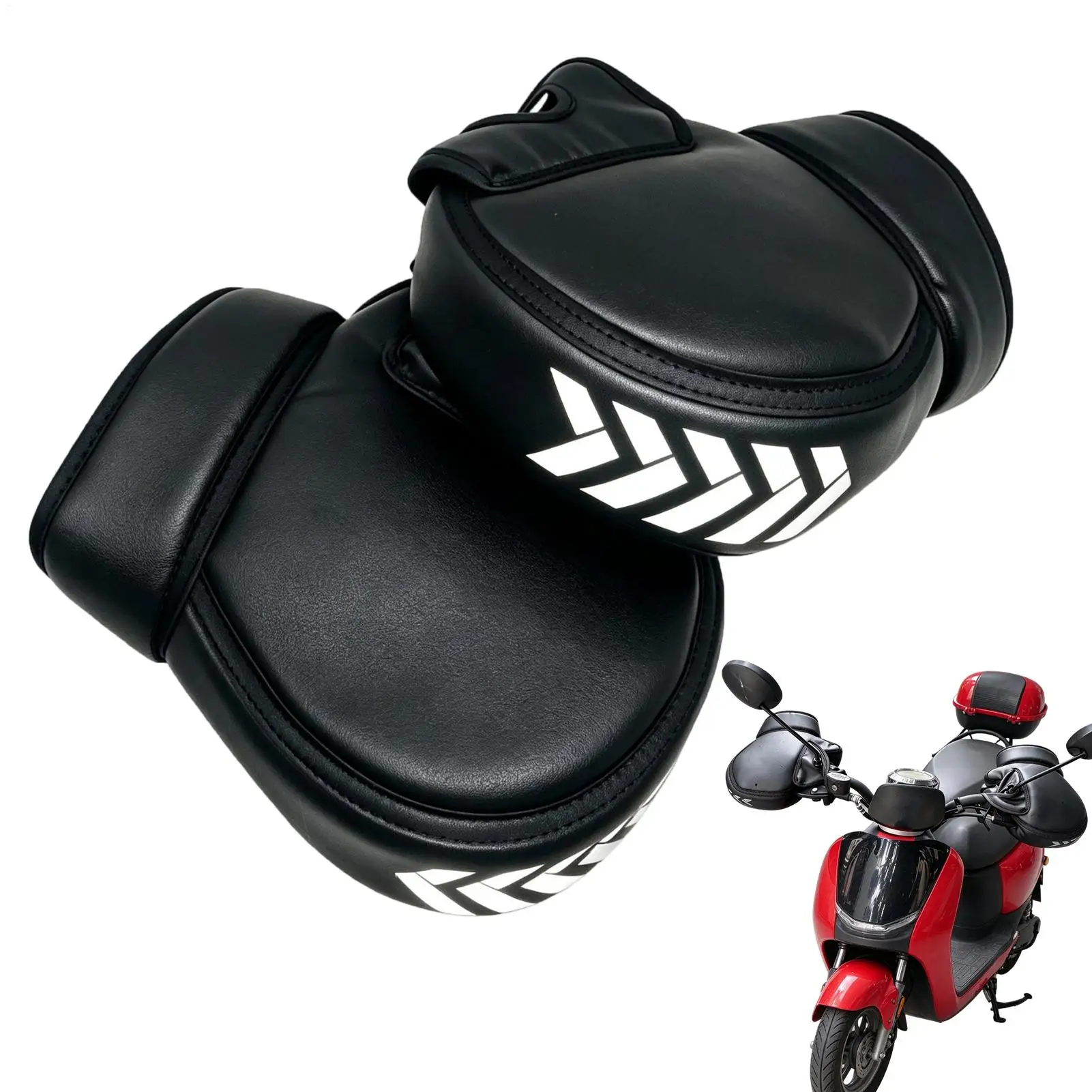 Snowmobile Handlebar Muffs 1 Pair Waterproof With Reflective Strips Cold Weather Motorcycle Handlebar Gloves For Cruising Daily