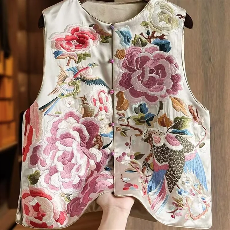 

Women's Vest Women's Jackets New Embroidered Chinese Vest Women Unique and Unique Super Beautiful Light Style Stacked Top Coat