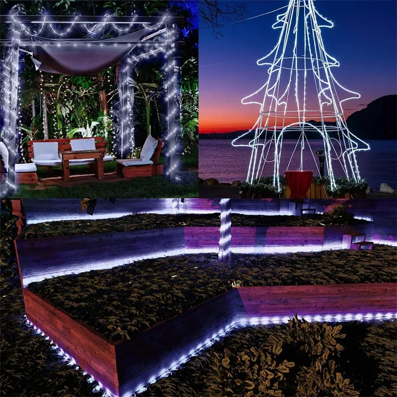 7M/12M/22M/32m Outdoor Solar Rohr Seil Led Licht Garten Weihnachten Dekoration fee String Licht Hochzeit Im Freien Party Led Lampe – Detail 11