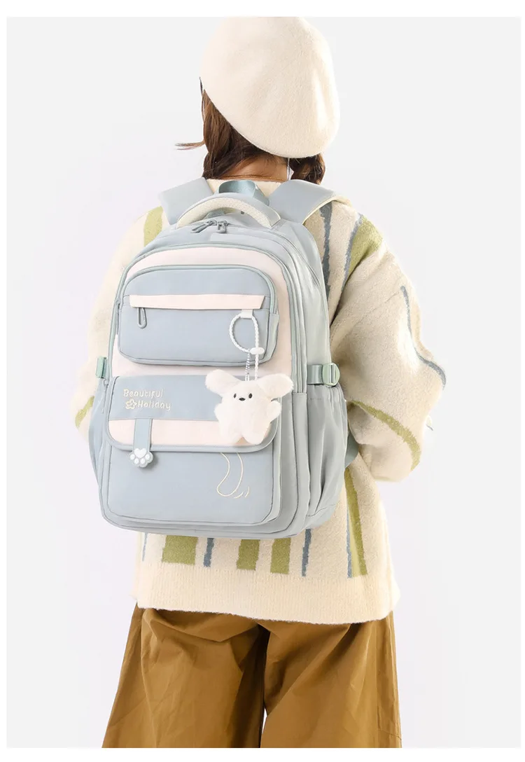 Middle School Backpack for Girls Large Capacity Bookbag Lightweight Fashion Student Backpack Simple Modern School Bags for Teens
