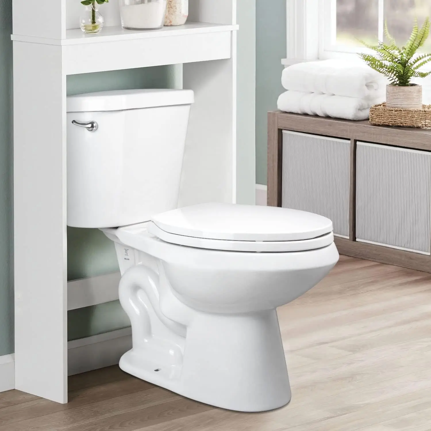 Elongated Toilet Seat with Soft Close Hinges, Easy Clean Quick-Release Design, Non-Slip Bumpers, Durable White Plastic view 3