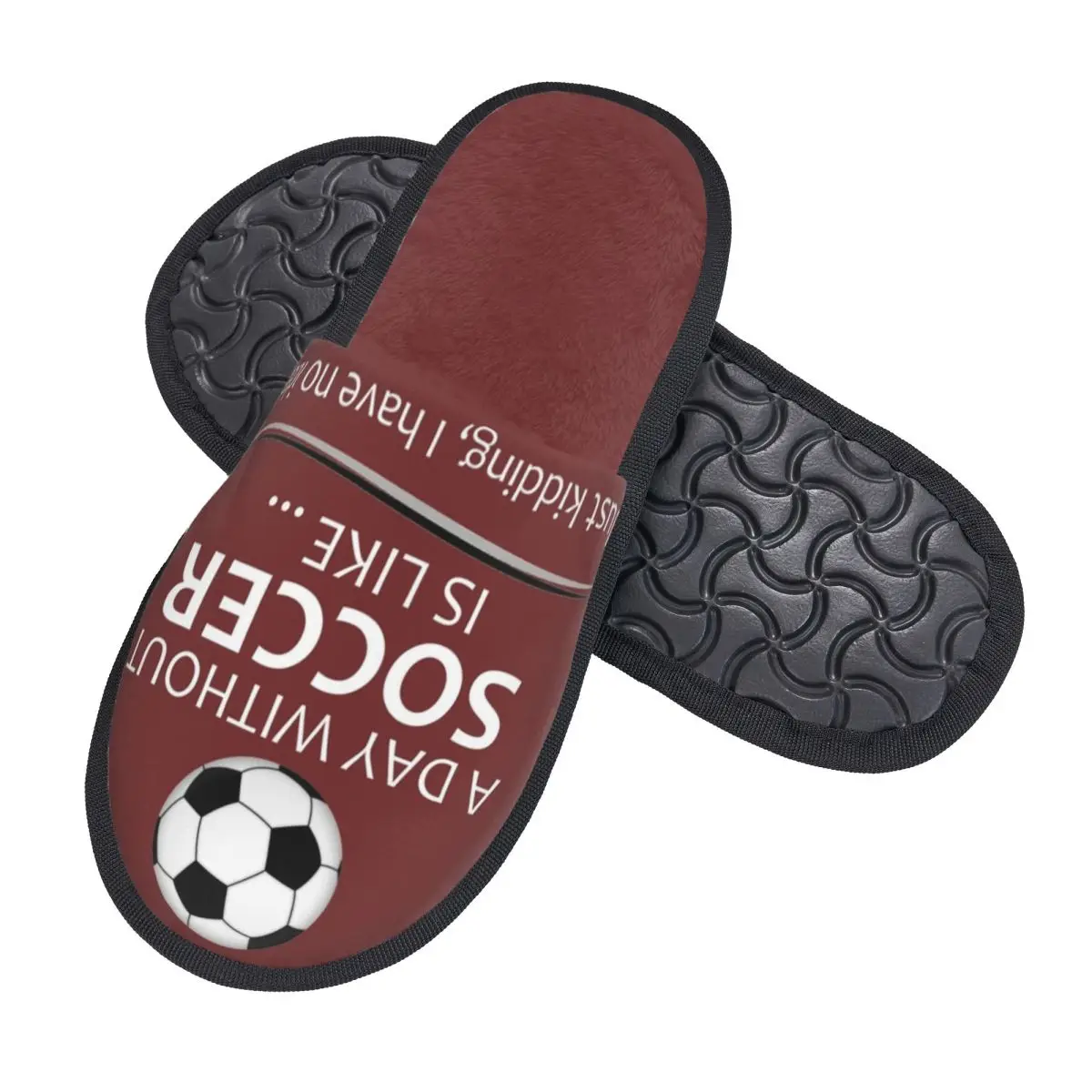 Custom Football Soccer Soft Memory Foam House Slippers Women Comfy Warm Anti-skid Sole Slipper