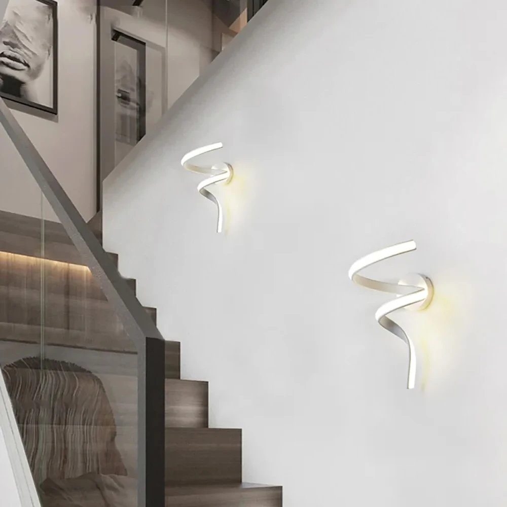 Modern LED Wall Lamp Minimalist Spiral Wall Light Curve Home Decor Fixture Surface Mount Art Led Wall Sconce For Bedroom Balcony