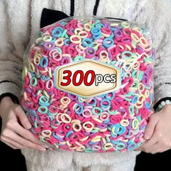 300 szt. Mini kolorowe włosy opaski gumowe dzieci Basic nylonowy ealstyczny uchwyt na kucyk krawaty Scrunchie małe akcesoria do nakrycia głowy