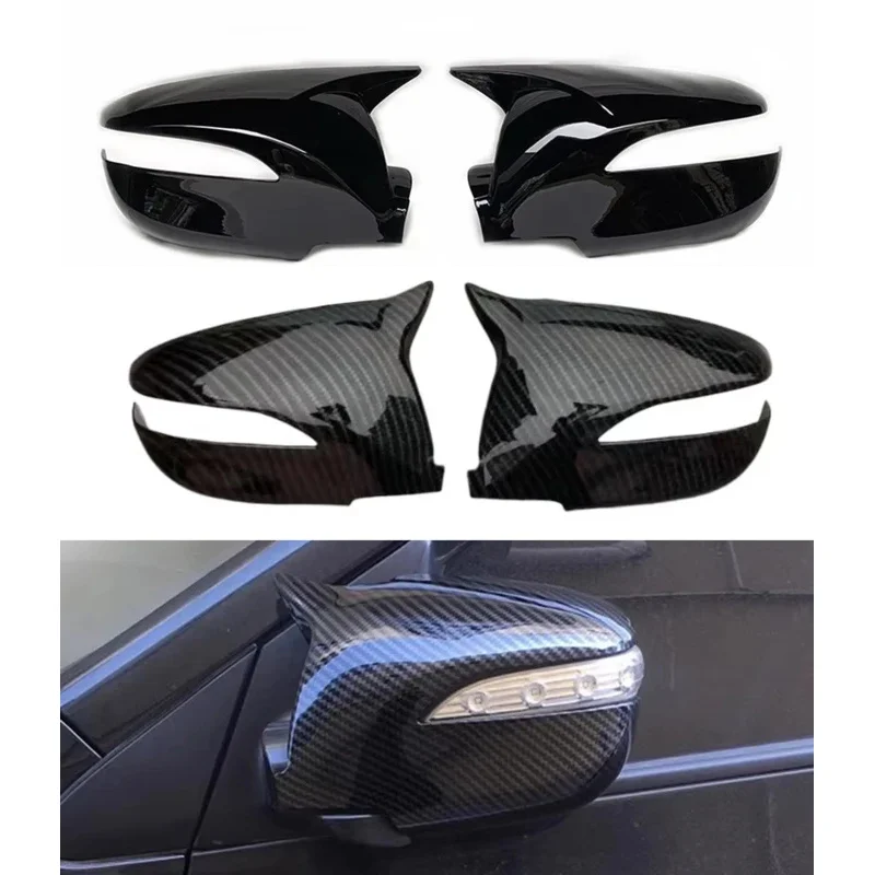 Car Rearview Side Mirror Cover Fit For Hyundai IX35 2011-2015 Wing Cap Exterior Sticker Door Back View Case Trim Carbon Fiber