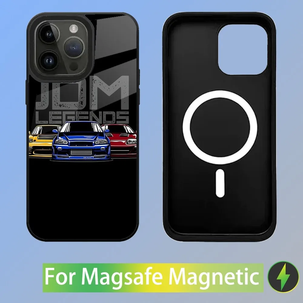 Rx7 jdm legenden autos telefon hülle für iphone 15,14,13,12,11, plus, pro, max mini magsafe magnetisches kabelloses laden