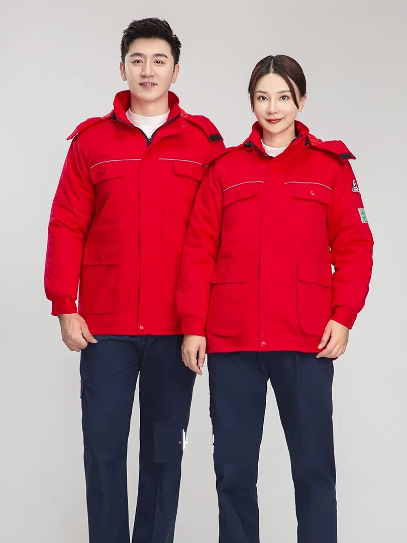 Pure Cotton Anti-static Removable Liner Jacket Coat Warm Thick Gas Station Workwear Power Plant Service Labor Working Clothing