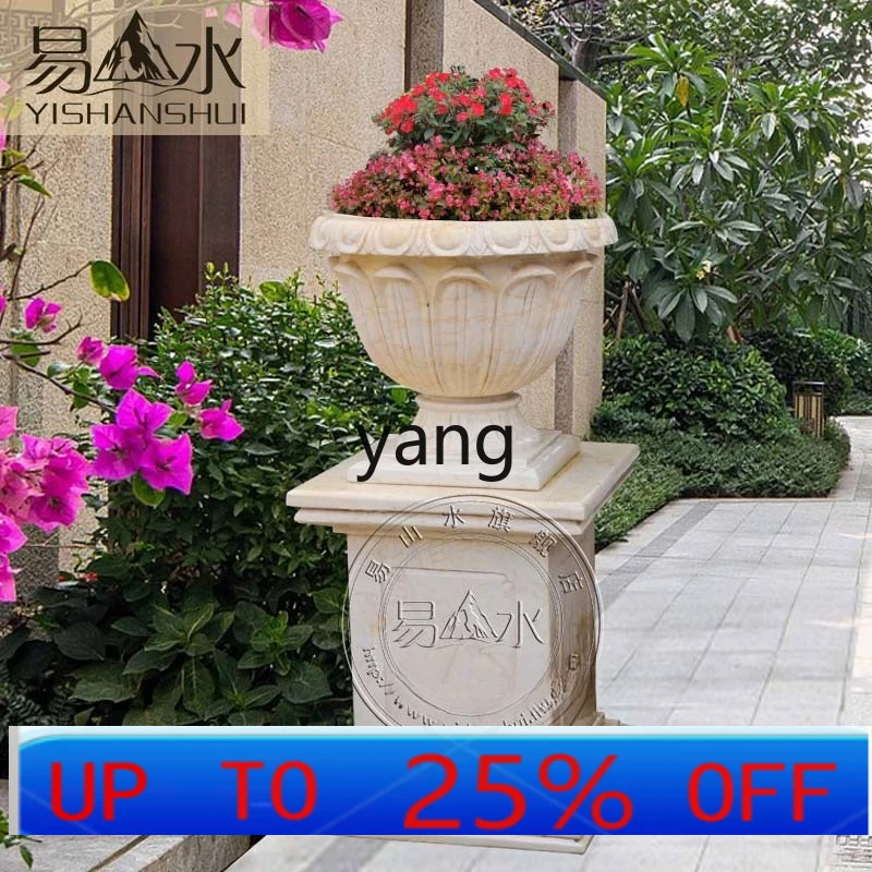 

LMM Stone Bowl Flower Pot Natural Stone Villa Hotel Park Entrance Decoration