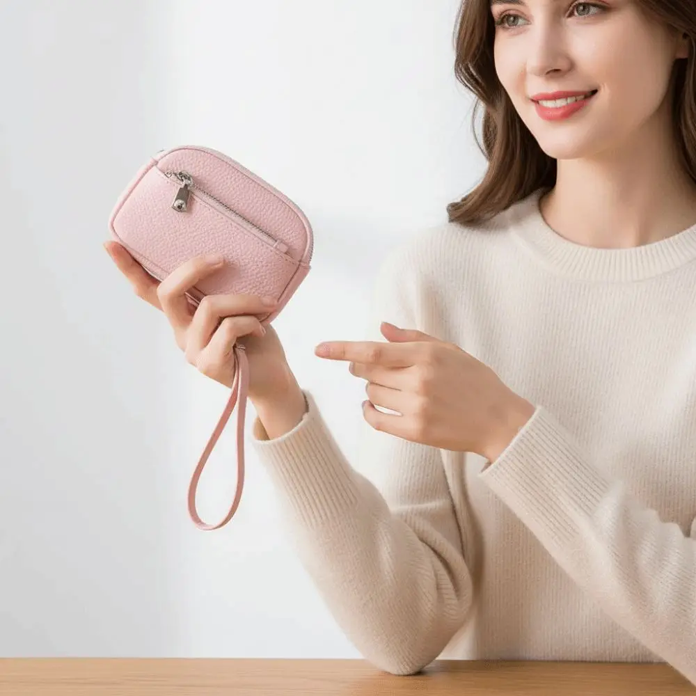 Fashion Fashion Women's Keychain Wallet with Wrist Strap Soft Hand-held Key Bag Waterproof Solid Color Coin Bag Urban Design