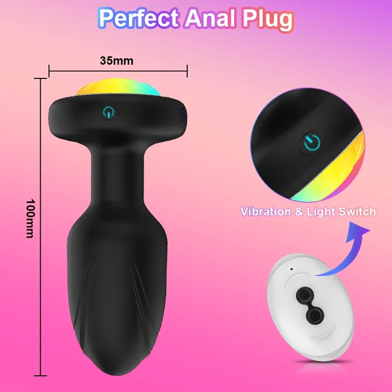 360° Rotation Vibrating Butt Plug for Men Wiggle Prostate Massager Remote Control Anal Vibrator with LED Sex Toy for Couples