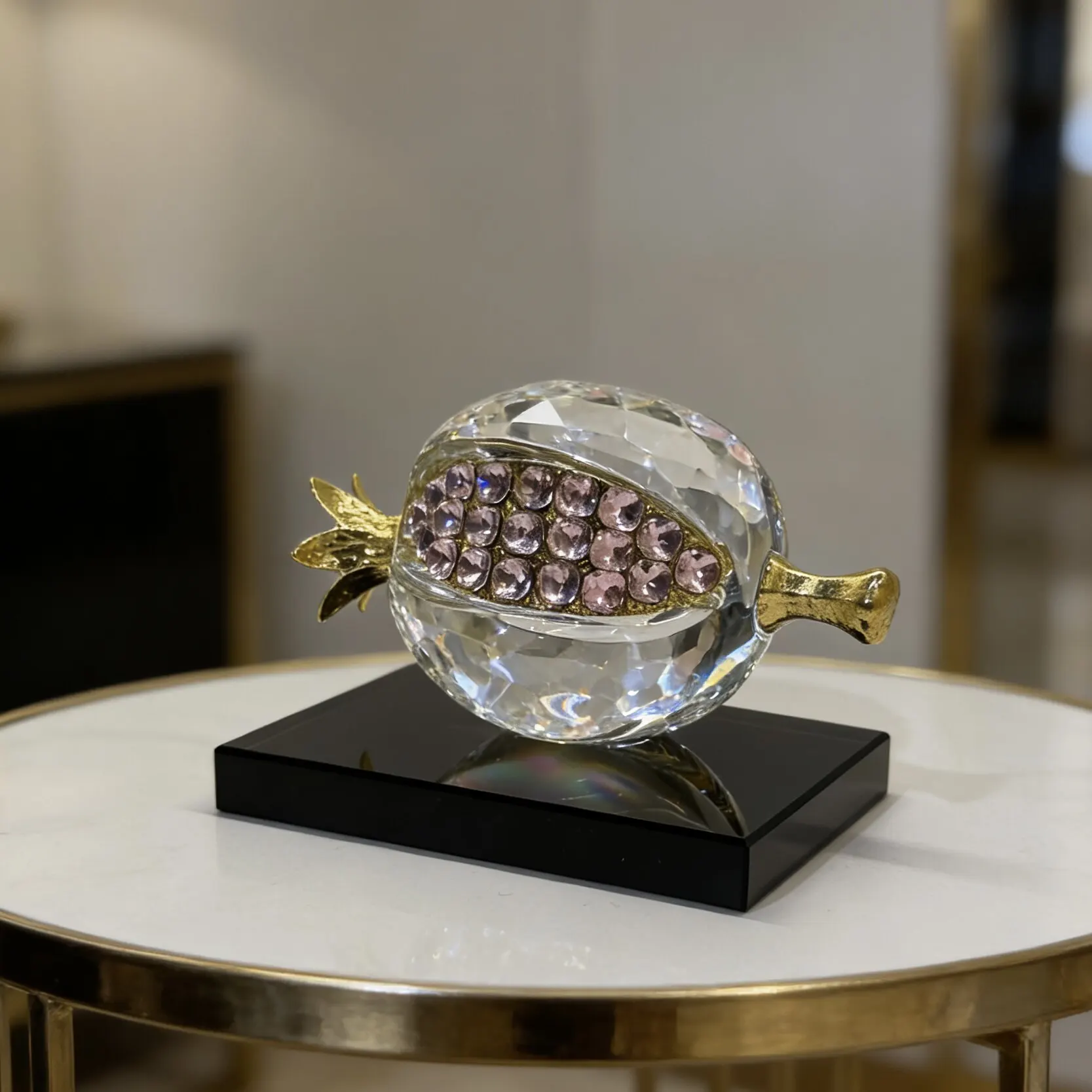 Light Luxury High‑End Crystal Pomegranate Ornament Handicraft for Living Room Entrance TV Cabinet Wine Cabinet Housewarming Gift