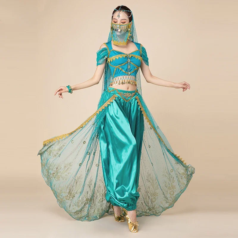 Festival Arabian Princess Costumes Indian Dance Embroider Bollywood Jasmine Costume Party Cosplay Jasmine Princess Fancy Outfit