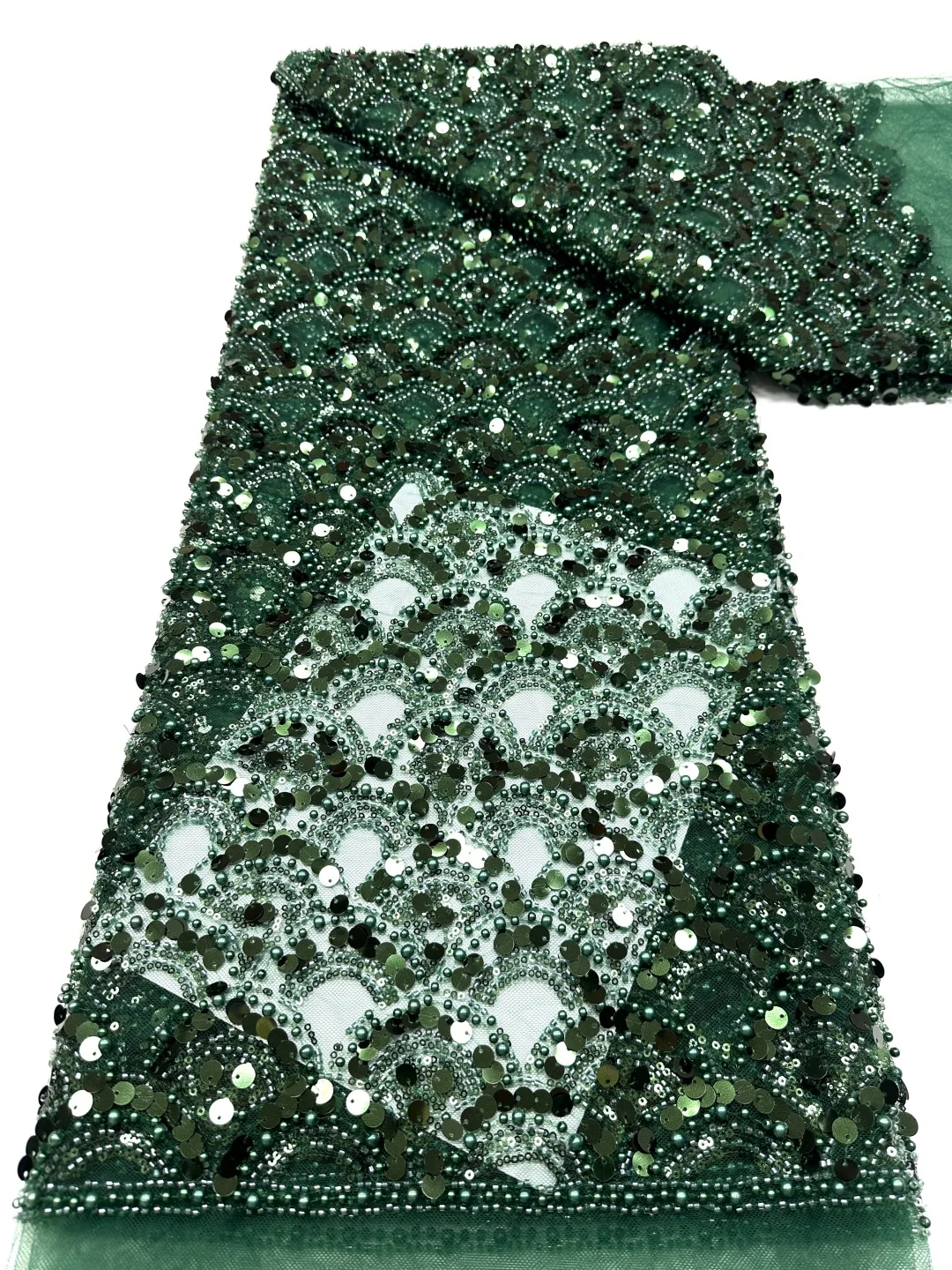 

Latest African Beaded Tulle Lace Fabric 2026 Nigerian French Sequins Net Embroidery Lace Fabric For Bridal Wedding Party Dresses