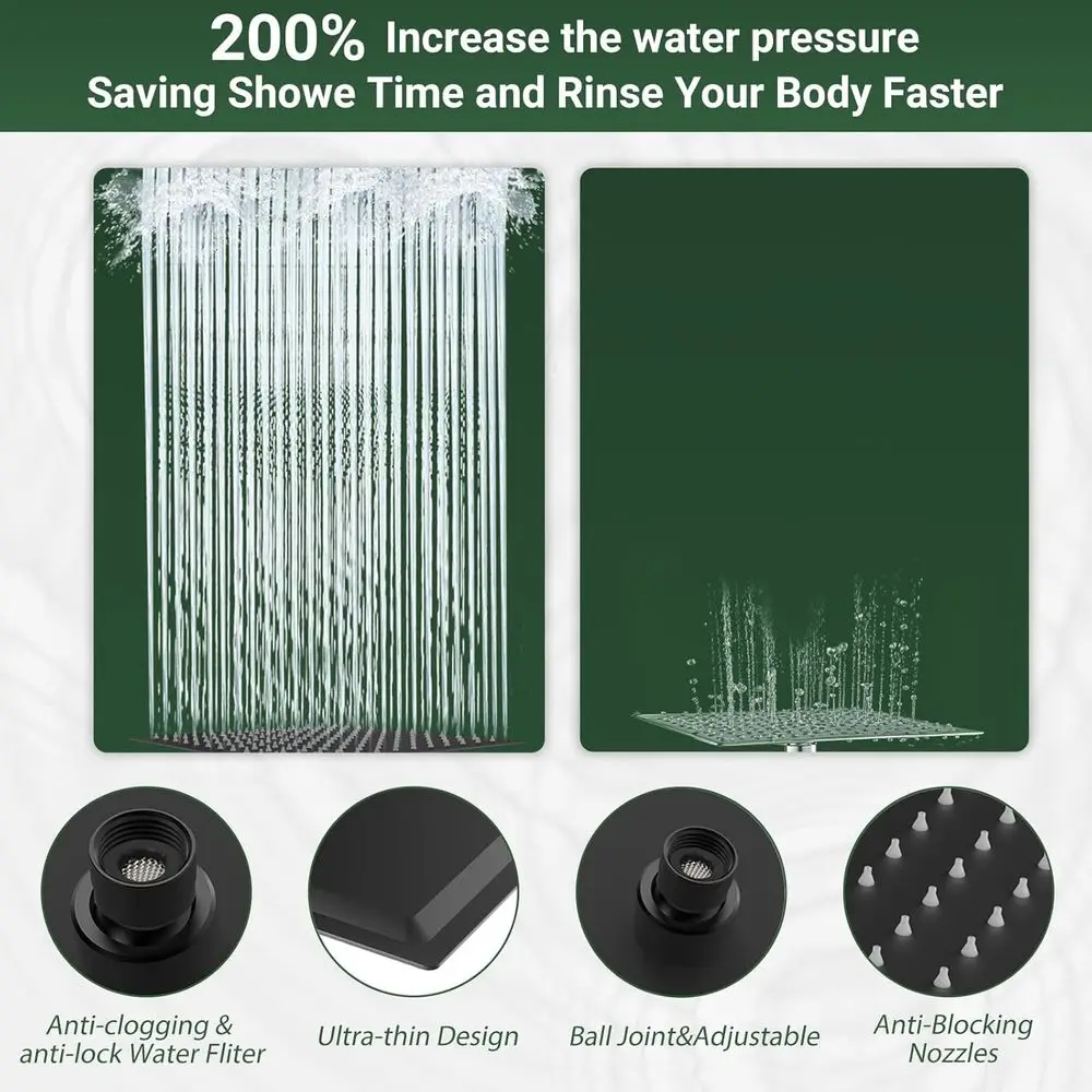 High-Pressure Filtered Shower Combo with 10-Spray Handheld, Adjustable Height Bar, and 71 Hose in Matte Black