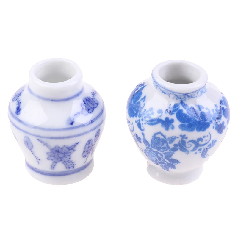 

1/12 Dollhouse Miniature Blue And White Porcelain Vase Accessories Toy