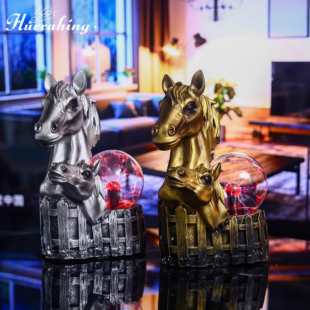 Clearance promotion The Horse's Head Crystal Plasma Light 4 Inch Glass Ball Touch Sensing Science Interior Decoration Ornament