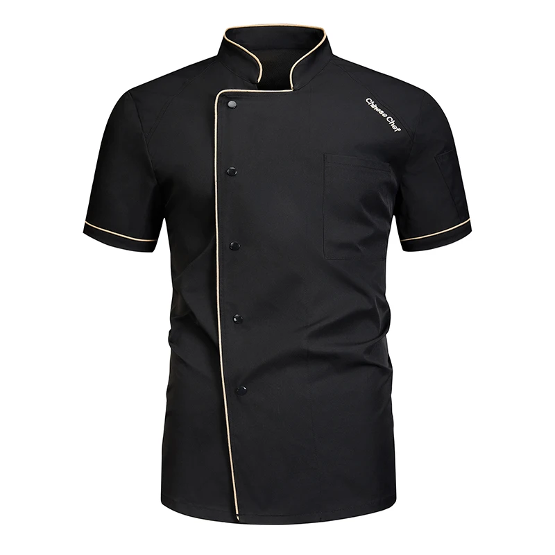 夏用コックジャケット半袖レストランキッチンシェフ作業服ウェイター白シャツ調理服ケータリングベーカリーオーバーオール