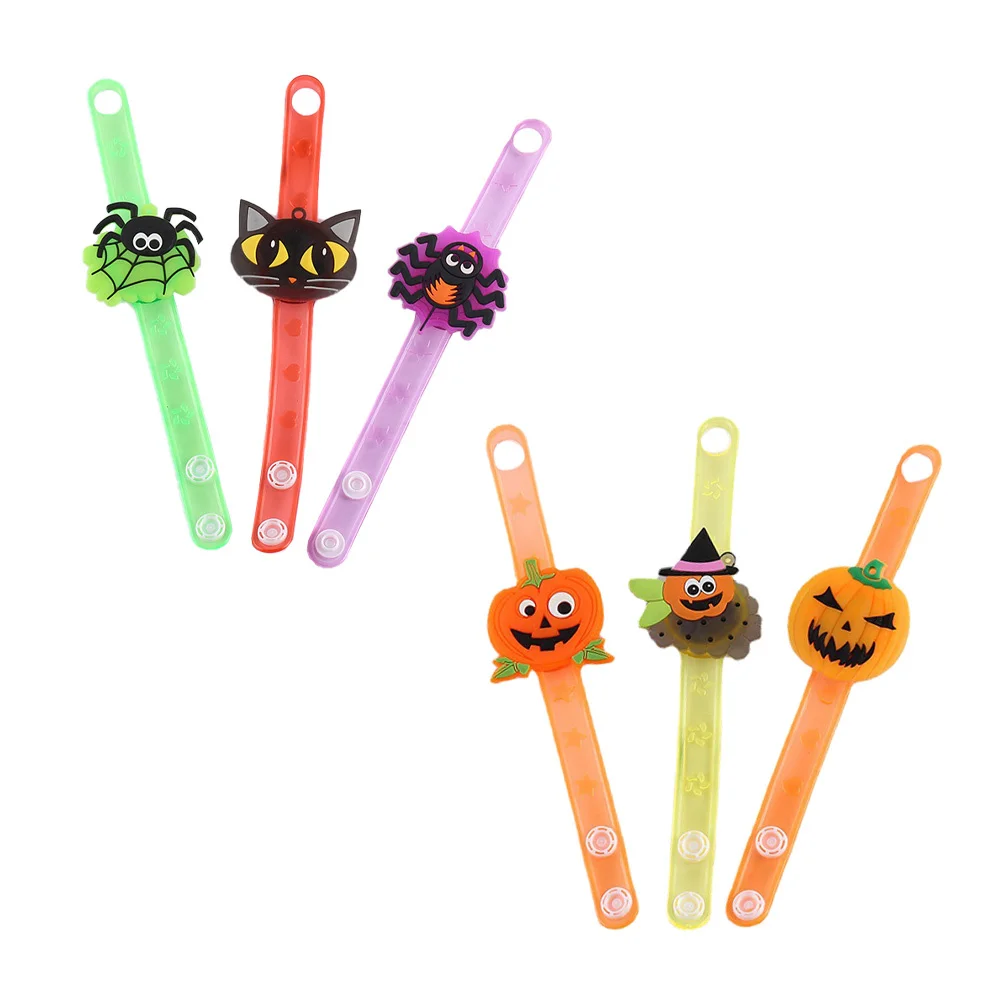 

6Pcs Bracelets Halloween Cartoon Pattern Wristbands Fun Festival Wrist Jewelry Funny Kids Bracelet Party Bracelet